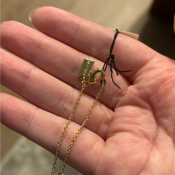 Coach Goldstone Blue Pave’Puffed Heart Signature C Necklace NIB - Picture 5 of 8